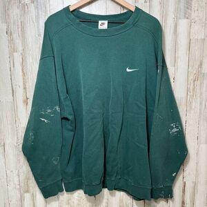 Vintage Y2K Nike Mini Swoosh Crewneck Sweatshirt Forest Green Mens USA Size‎ XL